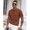 imageCOOFANDY Mens Knit Polo Shirts Short Sleeve Ribbed Textured Polo Shirt Lightweight Casual Golf Shirts Collared T ShirtBrown