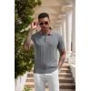 imageCOOFANDY Mens Knit Polo Shirts Short Sleeve Ribbed Textured Polo Shirt Lightweight Casual Golf Shirts Collared T ShirtDark Gray