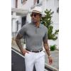 imageCOOFANDY Mens Knit Polo Shirts Short Sleeve Ribbed Textured Polo Shirt Lightweight Casual Golf Shirts Collared T ShirtDark Gray