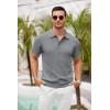 imageCOOFANDY Mens Knit Polo Shirts Short Sleeve Ribbed Textured Polo Shirt Lightweight Casual Golf Shirts Collared T ShirtDark Gray