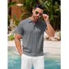 imageCOOFANDY Mens Knit Polo Shirts Short Sleeve Ribbed Textured Polo Shirt Lightweight Casual Golf Shirts Collared T ShirtDark Gray