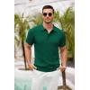 imageCOOFANDY Mens Knit Polo Shirts Short Sleeve Ribbed Textured Polo Shirt Lightweight Casual Golf Shirts Collared T ShirtDark Green
