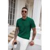 imageCOOFANDY Mens Knit Polo Shirts Short Sleeve Ribbed Textured Polo Shirt Lightweight Casual Golf Shirts Collared T ShirtDark Green