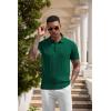 imageCOOFANDY Mens Knit Polo Shirts Short Sleeve Ribbed Textured Polo Shirt Lightweight Casual Golf Shirts Collared T ShirtDark Green