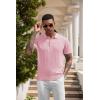 imageCOOFANDY Mens Knit Polo Shirts Short Sleeve Ribbed Textured Polo Shirt Lightweight Casual Golf Shirts Collared T ShirtDark Pink