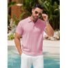 imageCOOFANDY Mens Knit Polo Shirts Short Sleeve Ribbed Textured Polo Shirt Lightweight Casual Golf Shirts Collared T ShirtDark Pink