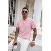 imageCOOFANDY Mens Knit Polo Shirts Short Sleeve Ribbed Textured Polo Shirt Lightweight Casual Golf Shirts Collared T ShirtDark Pink