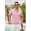 imageCOOFANDY Mens Knit Polo Shirts Short Sleeve Ribbed Textured Polo Shirt Lightweight Casual Golf Shirts Collared T ShirtDark Pink