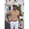 imageCOOFANDY Mens Knit Polo Shirts Short Sleeve Ribbed Textured Polo Shirt Lightweight Casual Golf Shirts Collared T ShirtKhaki