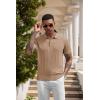 imageCOOFANDY Mens Knit Polo Shirts Short Sleeve Ribbed Textured Polo Shirt Lightweight Casual Golf Shirts Collared T ShirtKhaki