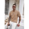 imageCOOFANDY Mens Knit Polo Shirts Short Sleeve Ribbed Textured Polo Shirt Lightweight Casual Golf Shirts Collared T ShirtKhaki