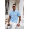 imageCOOFANDY Mens Knit Polo Shirts Short Sleeve Ribbed Textured Polo Shirt Lightweight Casual Golf Shirts Collared T ShirtLight Blue