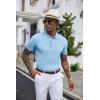 imageCOOFANDY Mens Knit Polo Shirts Short Sleeve Ribbed Textured Polo Shirt Lightweight Casual Golf Shirts Collared T ShirtLight Blue