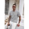 imageCOOFANDY Mens Knit Polo Shirts Short Sleeve Ribbed Textured Polo Shirt Lightweight Casual Golf Shirts Collared T ShirtLight Gray