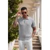 imageCOOFANDY Mens Knit Polo Shirts Short Sleeve Ribbed Textured Polo Shirt Lightweight Casual Golf Shirts Collared T ShirtLight Gray
