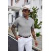 imageCOOFANDY Mens Knit Polo Shirts Short Sleeve Ribbed Textured Polo Shirt Lightweight Casual Golf Shirts Collared T ShirtLight Gray