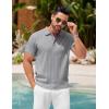 imageCOOFANDY Mens Knit Polo Shirts Short Sleeve Ribbed Textured Polo Shirt Lightweight Casual Golf Shirts Collared T ShirtLight Gray
