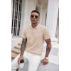 imageCOOFANDY Mens Knit Polo Shirts Short Sleeve Ribbed Textured Polo Shirt Lightweight Casual Golf Shirts Collared T ShirtLight Khaki