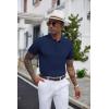 imageCOOFANDY Mens Knit Polo Shirts Short Sleeve Ribbed Textured Polo Shirt Lightweight Casual Golf Shirts Collared T ShirtNavy Blue