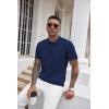 imageCOOFANDY Mens Knit Polo Shirts Short Sleeve Ribbed Textured Polo Shirt Lightweight Casual Golf Shirts Collared T ShirtNavy Blue