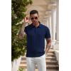 imageCOOFANDY Mens Knit Polo Shirts Short Sleeve Ribbed Textured Polo Shirt Lightweight Casual Golf Shirts Collared T ShirtNavy Blue