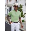 imageCOOFANDY Mens Knit Polo Shirts Short Sleeve Ribbed Textured Polo Shirt Lightweight Casual Golf Shirts Collared T ShirtOlive Green
