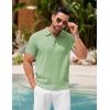 imageCOOFANDY Mens Knit Polo Shirts Short Sleeve Ribbed Textured Polo Shirt Lightweight Casual Golf Shirts Collared T ShirtOlive Green