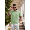 imageCOOFANDY Mens Knit Polo Shirts Short Sleeve Ribbed Textured Polo Shirt Lightweight Casual Golf Shirts Collared T ShirtOlive Green