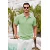 imageCOOFANDY Mens Knit Polo Shirts Short Sleeve Ribbed Textured Polo Shirt Lightweight Casual Golf Shirts Collared T ShirtOlive Green