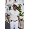 imageCOOFANDY Mens Knit Polo Shirts Short Sleeve Ribbed Textured Polo Shirt Lightweight Casual Golf Shirts Collared T ShirtWhite