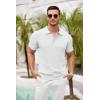 imageCOOFANDY Mens Knit Polo Shirts Short Sleeve Ribbed Textured Polo Shirt Lightweight Casual Golf Shirts Collared T ShirtWhite
