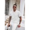 imageCOOFANDY Mens Knit Polo Shirts Short Sleeve Ribbed Textured Polo Shirt Lightweight Casual Golf Shirts Collared T ShirtWhite