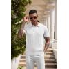 imageCOOFANDY Mens Knit Polo Shirts Short Sleeve Ribbed Textured Polo Shirt Lightweight Casual Golf Shirts Collared T ShirtWhite