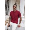 imageCOOFANDY Mens Knit Polo Shirts Short Sleeve Ribbed Textured Polo Shirt Lightweight Casual Golf Shirts Collared T ShirtWine Red