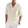 imageCOOFANDY Mens Cotton Linen Henley TShirts Long Sleeve Hippie Casual Beach TShirtsBeige
