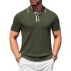 imageCOOFANDY Mens Knit Polo Shirts Casual Short Sleeve Golf Shirts Summer Collared Polo T ShirtsArmy Green