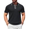imageCOOFANDY Mens Knit Polo Shirts Casual Short Sleeve Golf Shirts Summer Collared Polo T ShirtsBlack