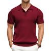 imageCOOFANDY Mens Knit Polo Shirts Short Sleeve Ribbed Knitted Shirt Summer Lightweight Casual Golf ShirtsWine Red