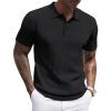imageCOOFANDY Mens Knit Polo Shirts Short Sleeve Ribbed Textured Polo Shirt Lightweight Casual Golf Shirts Collared T ShirtBlack