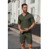 imageCOOFANDY Mens 2 Piece Outfits Sets Casual Short Sleeve Button Down Knit Shirt and Shorts Sets Summer Beach OutfitsArmy Green