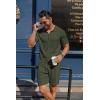 imageCOOFANDY Mens 2 Piece Outfits Sets Casual Short Sleeve Button Down Knit Shirt and Shorts Sets Summer Beach OutfitsArmy Green