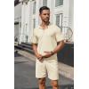 imageCOOFANDY Mens 2 Piece Outfits Sets Casual Short Sleeve Button Down Knit Shirt and Shorts Sets Summer Beach OutfitsBeige