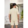 imageCOOFANDY Mens 2 Piece Outfits Sets Casual Short Sleeve Button Down Knit Shirt and Shorts Sets Summer Beach OutfitsBeige