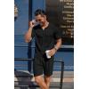 imageCOOFANDY Mens 2 Piece Outfits Sets Casual Short Sleeve Button Down Knit Shirt and Shorts Sets Summer Beach OutfitsBlack