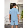 imageCOOFANDY Mens 2 Piece Outfits Sets Casual Short Sleeve Button Down Knit Shirt and Shorts Sets Summer Beach OutfitsBlue