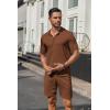 imageCOOFANDY Mens 2 Piece Outfits Sets Casual Short Sleeve Button Down Knit Shirt and Shorts Sets Summer Beach OutfitsBrown