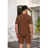 imageCOOFANDY Mens 2 Piece Outfits Sets Casual Short Sleeve Button Down Knit Shirt and Shorts Sets Summer Beach OutfitsBrown