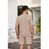 imageCOOFANDY Mens 2 Piece Outfits Sets Casual Short Sleeve Button Down Knit Shirt and Shorts Sets Summer Beach OutfitsKhaki