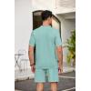 imageCOOFANDY Mens 2 Piece Outfits Sets Casual Short Sleeve Button Down Knit Shirt and Shorts Sets Summer Beach OutfitsLight Green