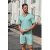 imageCOOFANDY Mens 2 Piece Outfits Sets Casual Short Sleeve Button Down Knit Shirt and Shorts Sets Summer Beach OutfitsLight Green